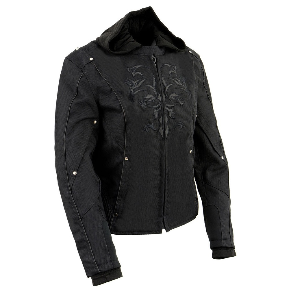 Milwaukee Reflective Tribal Vented Riding Jacket Lined Heavy Black Womens 4XL